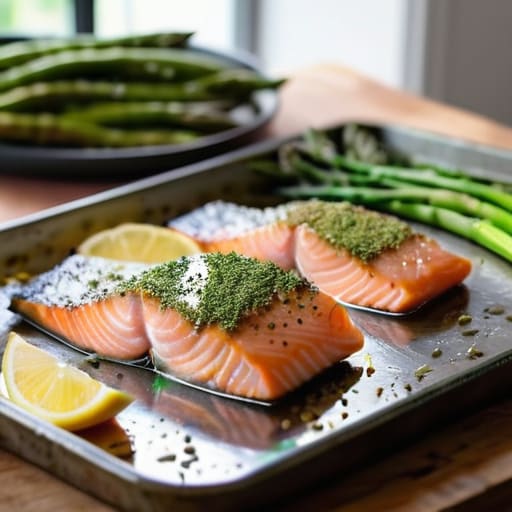 Lemon Herb Salmon and Asparagus pan meal.