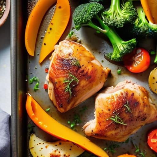 Chicken and vegetables in The One-Pan Roast.