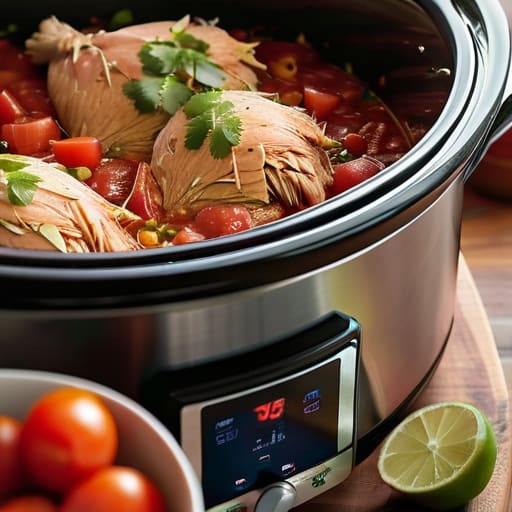 Easy Dump-and-Go Chicken Tacos in pot.