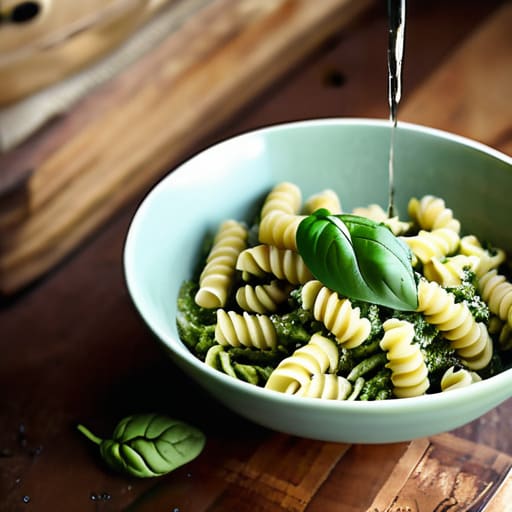 The Five-Minute Pesto Pasta with spinach.