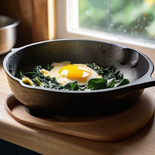 The One-Pan Egg Scramble with spinach.