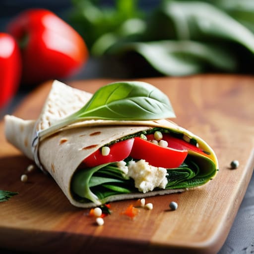 The Five-Minute Mediterranean Wrap with hummus.