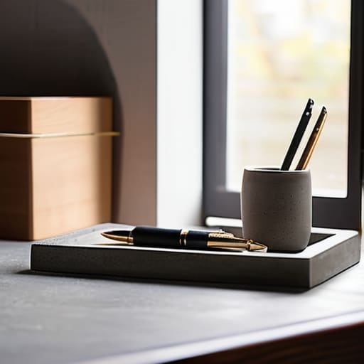 Concrete Minimalist Desk Organizers on a workspace.